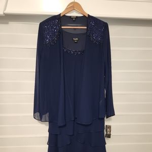 SLNY Embellished Tiered-Hem Dress and Jacket